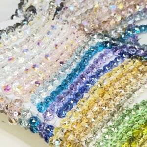 【Live開封】薄い色高品質8mm-1袋/15個-キラキラガラスビーズ